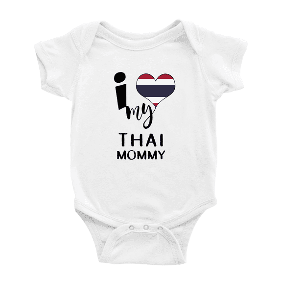 I Heart My Thai Mommy Thailand Love Flag Baby Romper (White, 12-18 Months)