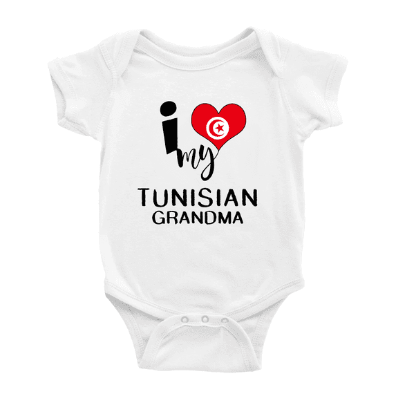 I Heart My Tunisian Grandma Tunisia Love Flag Baby One-Pieces (White, 3-6 Months)