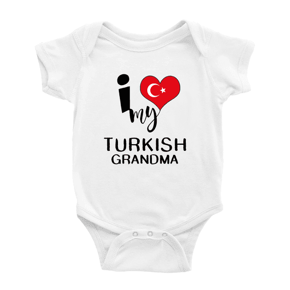 I Heart My Turkish Grandma Turkey Love Flag Cute Baby Clothes Unisex (White, 0-3 Months)