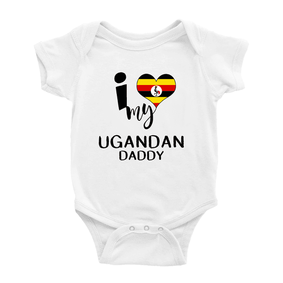 I Heart My Ugandan Daddy Love Uganda Flag Infant Baby Bodysuit (White, 6-12 Months)