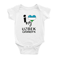 thumbnail image 1 of I Heart My Uzbek Grandpa Love Uzbekistan Flag Infant Baby Bodysuit (White, 3-6 Months), 1 of 5