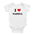 thumbnail image 1 of I Heart Nashua Love Funny Baby Romper (White, 6-12 Months), 1 of 5