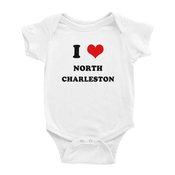 I Heart North Charleston Love Funny Baby Romper (White, 6-12 Months)