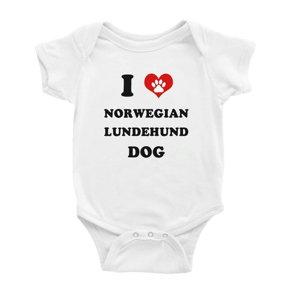 I Heart Norwegian Lundehund Dog Funny Baby Rompers Newborn Outfits (White, 12-18 Months)