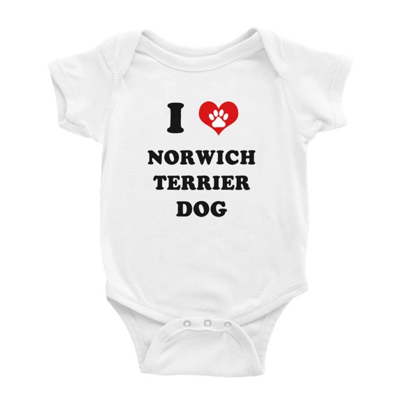 I Heart Norwich Terrier Dog Funny Baby Romper (White, 18-24 Months)