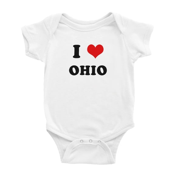 I Heart Ohio US States Love Funny Cute Baby One-pieces (White, 6-12 Months)