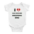 thumbnail image 1 of I Heart Old English Sheepdog Dog Funny Baby Rompers Bodysuit (White, 18-24 Months), 1 of 5
