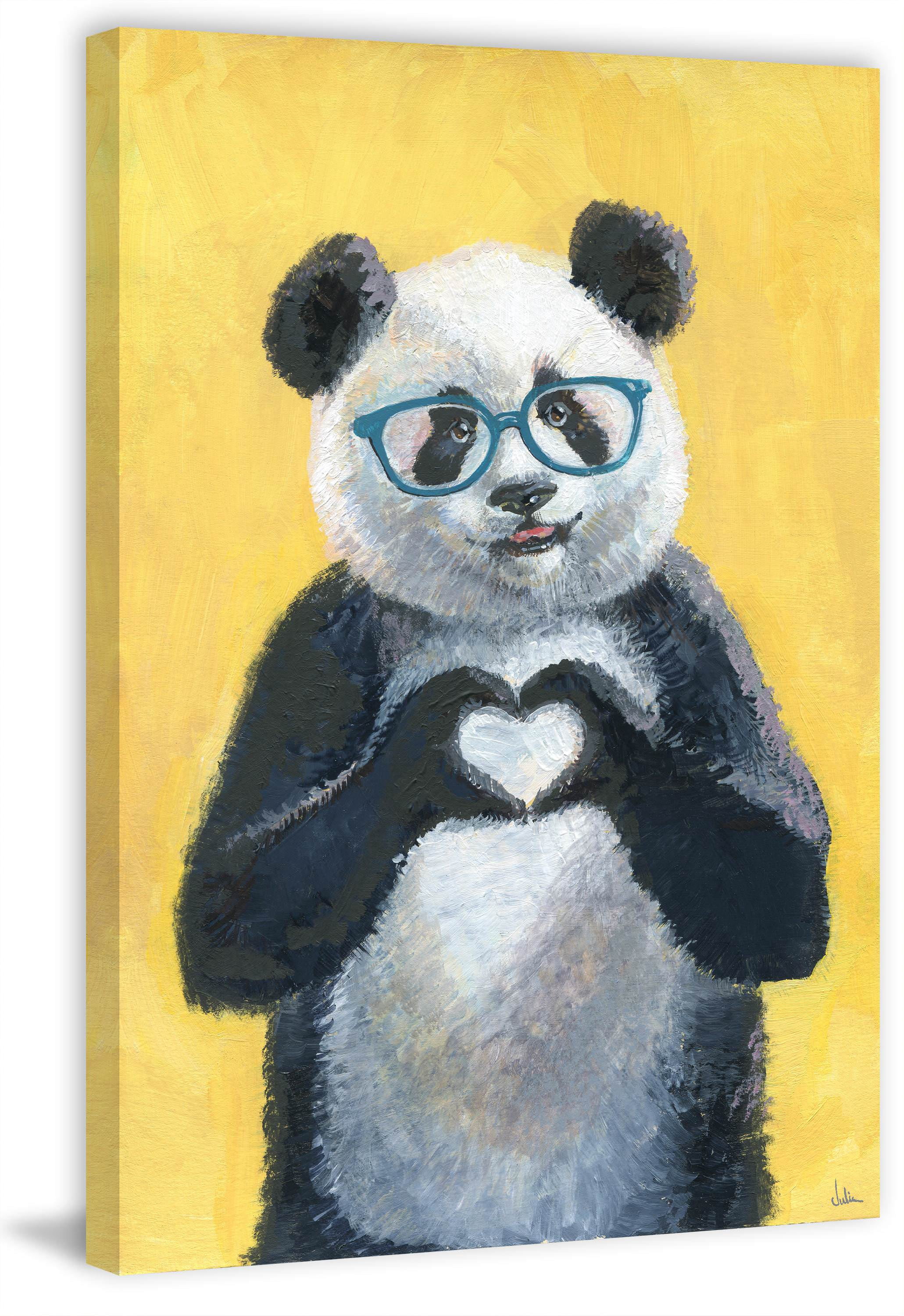 I Heart Panda Painting Print on Wrapped Canvas