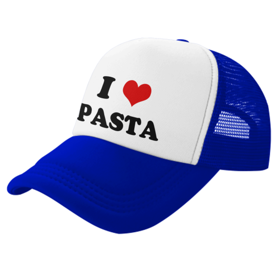 I Heart Pasta Love Food Funny Trucker Hat Baseball Cap Unisex Blue