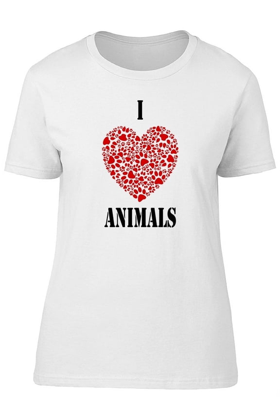 I Heart Paw Animals T-Shirt Women -Image by Shutterstock, Female Medium