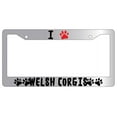 thumbnail image 1 of I Heart (Paw) Welsh Corgies Chrome Plastic License Plate Frame, 1 of 1