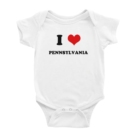 I Heart Pennsylvania US States Love Funny Baby Jumpsuits Newborn Clothes (White, 0-3 Months)