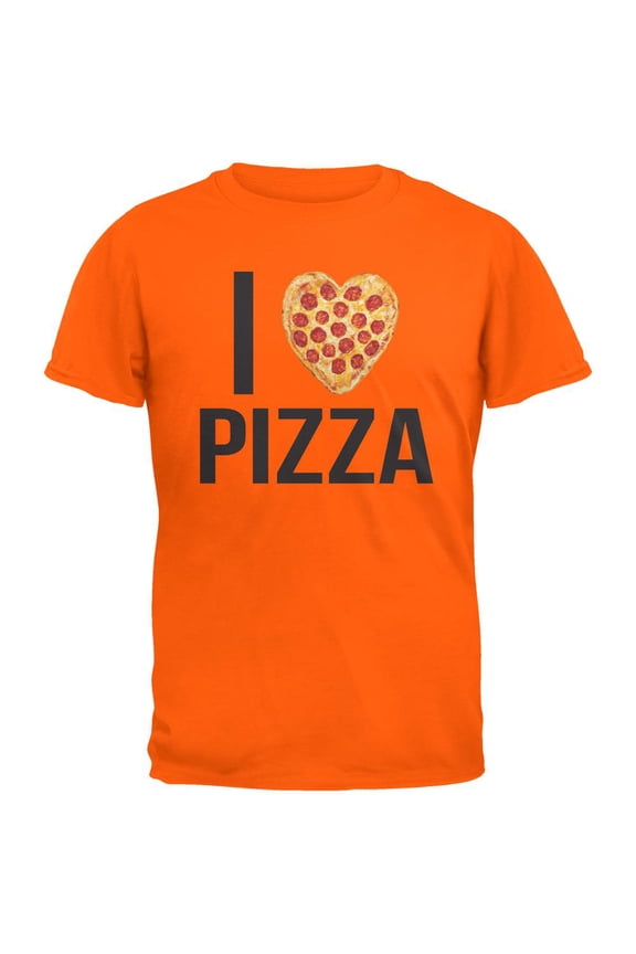 I Heart Pepperoni Pizza Orange Adult T-Shirt - Medium