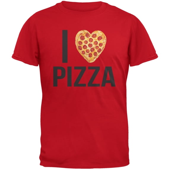 I Heart Pepperoni Pizza Red Adult T-Shirt - Large