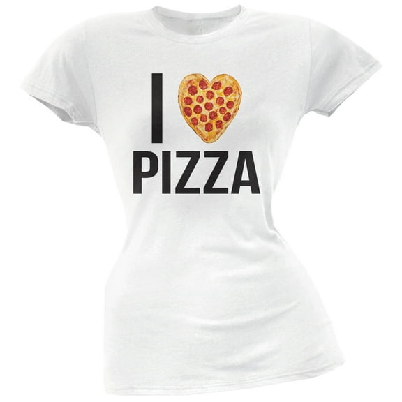 I Heart Pepperoni Pizza White Soft Juniors T-Shirt - Large