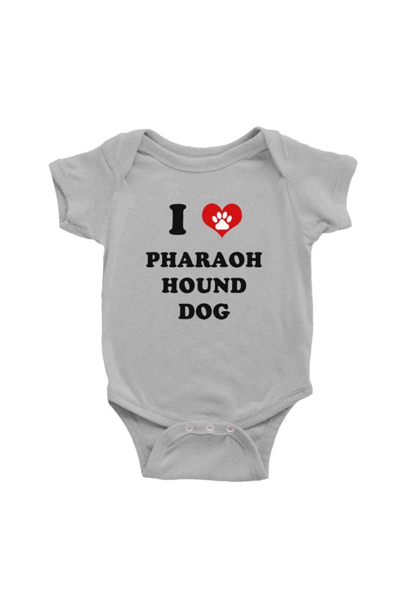 I Heart Pharaoh Hound Dog Funny Cute Baby Rompers (Gray, 12-18 Months)