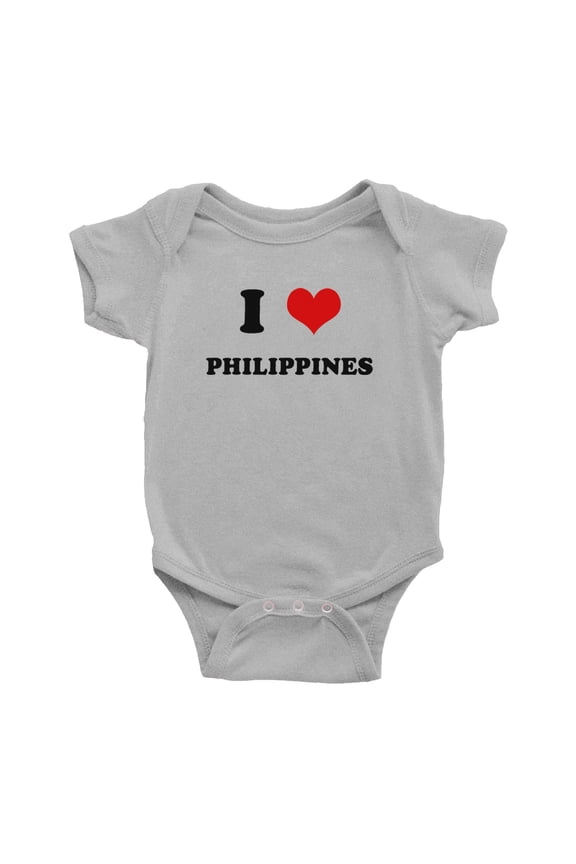 I Heart Philippines Love Philippines Funny Cute Baby Romper (Gray, 12-18 Months)