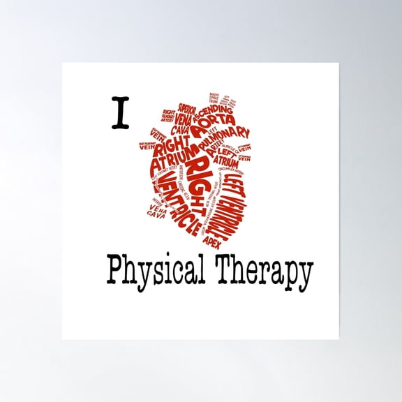 I Heart Physical Therapy Poster Wall Art, Modern Wall Decor, 16x16 UNFRAMED