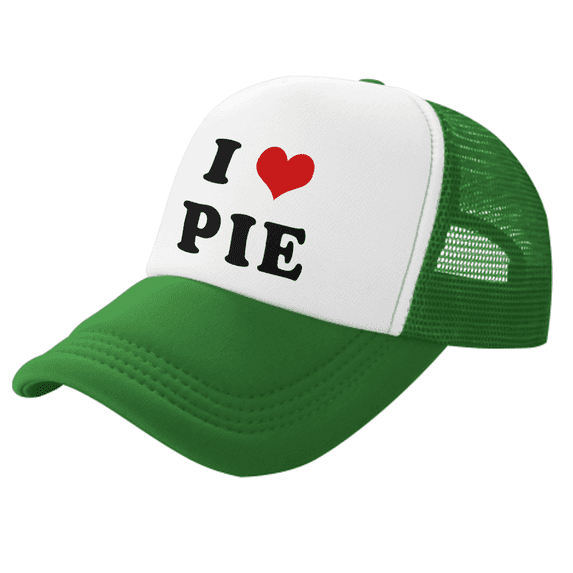 I Heart Pie Love Food Funny Trucker Hat Mesh Cap Unisex Green