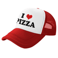 thumbnail image 1 of I Heart Pizza Love Food Funny Trucker Hat Mesh Cap Unisex Red, 1 of 5