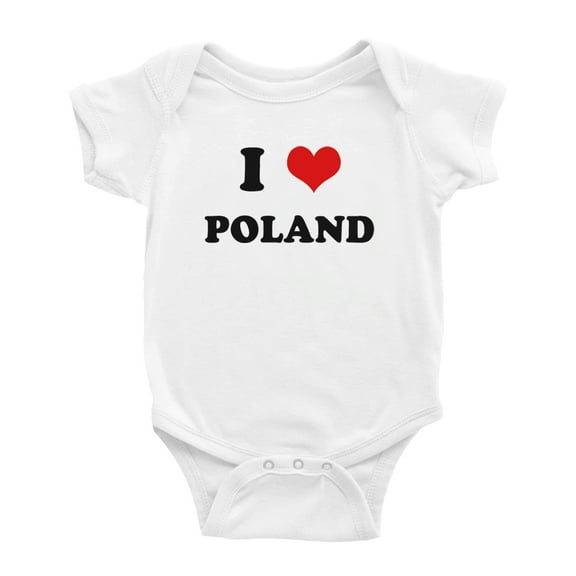 I Heart Poland Love Poland Funny Cute Baby Romper (White, 6-12 Months)
