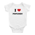 thumbnail image 1 of I Heart Popcorn Love Food Funny Baby Bodysuits (White, 12-18 Months), 1 of 5