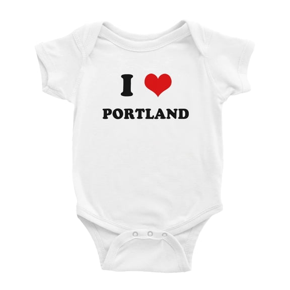 I Heart Portland Love Funny Baby Rompers (White, 12-18 Months)