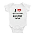 thumbnail image 1 of I Heart Portuguese Pointer Dog Funny Baby Rompers Bodysuit (White, 0-3 Months), 1 of 5