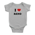 thumbnail image 1 of I Heart Reno Love Funny Cute Baby Bodysuit Romper (Gray, 12-18 Months), 1 of 5