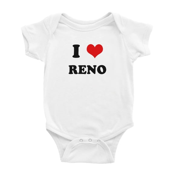 I Heart Reno Love Funny Cute Baby Bodysuit Romper (White, 0-3 Months)