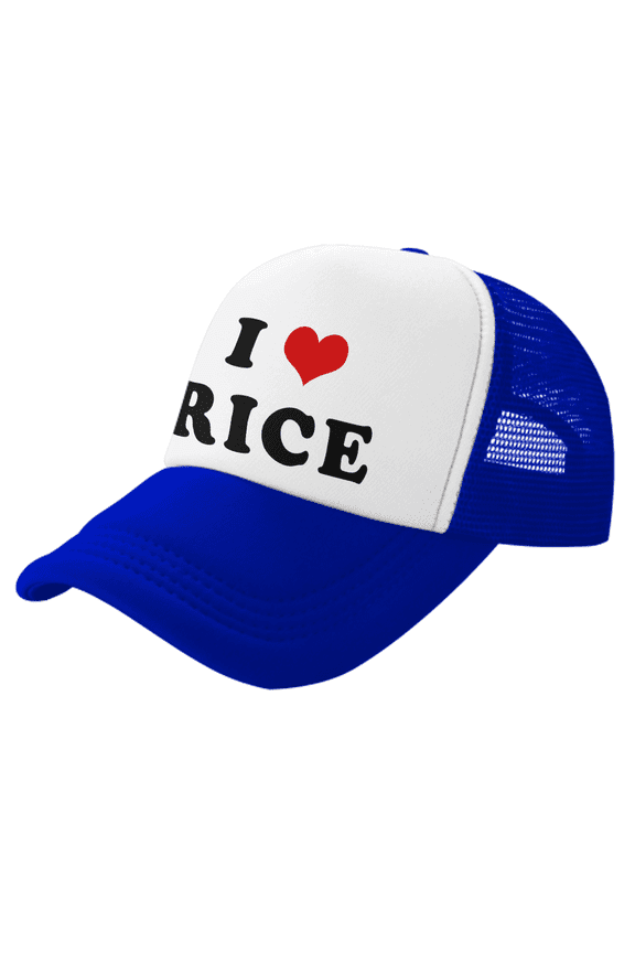 I Heart Rice Love Food Funny Trucker Hat Mesh Cap Unisex Blue