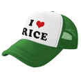 thumbnail image 1 of I Heart Rice Love Food Funny Trucker Hat Mesh Cap Unisex Green, 1 of 5