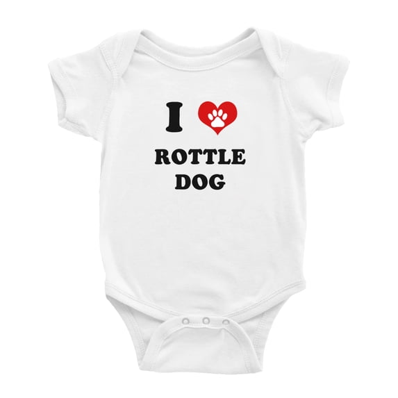 I Heart Rottle Dog Funny Cute Baby Rompers Newborn Outfits (White, 6-12 Months)