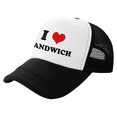 thumbnail image 1 of I Heart Sandwich Love Food Funny Trucker Hat Mesh Cap Unisex Black, 1 of 5