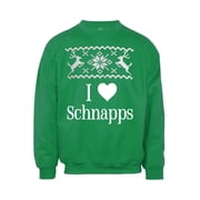 I Heart Schnapps Christmas Ugly Sweater - Green - Medium