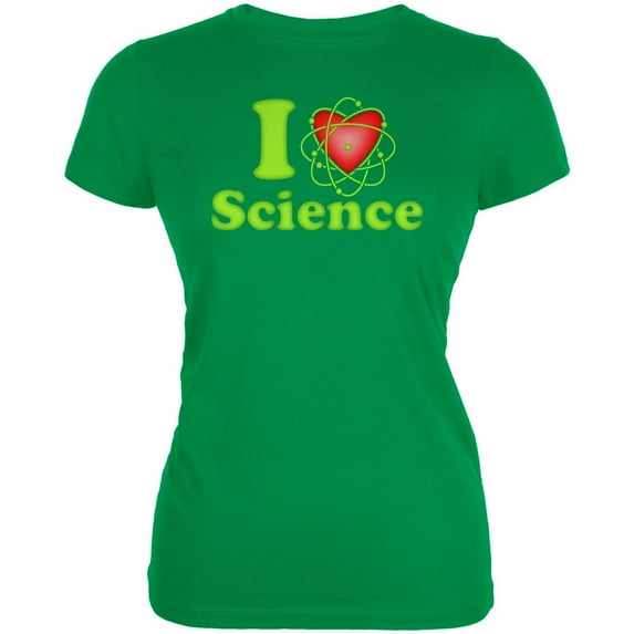 I Heart Science Atom Juniors Soft T Shirt Irish Green SM