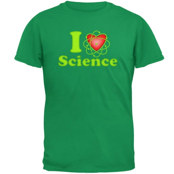 I Heart Science Atom Mens T Shirt Irish Green LG
