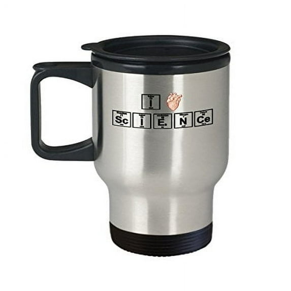 I Heart Science Chemistry Travel Mug - 14 oz Stainless Steel Gift for Science Teachers