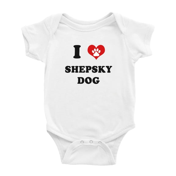 I Heart Shepsky Dog Funny Cute Baby Clothes Unisex (White, 18-24 Months)
