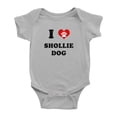 thumbnail image 1 of I Heart Shollie Dog Funny Cute Baby Romper (Gray, 12-18 Months), 1 of 5