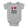 thumbnail image 1 of I Heart Sioux Falls Love Funny Baby Bodysuits (Gray, 3-6 Months), 1 of 5