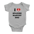 thumbnail image 1 of I Heart Spanish Mastiff Dog Funny Baby Rompers Bodysuit (Gray, 0-3 Months), 1 of 5