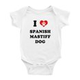 thumbnail image 1 of I Heart Spanish Mastiff Dog Funny Baby Rompers Bodysuit (White, 6-12 Months), 1 of 5