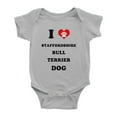 thumbnail image 1 of I Heart Staffordshire Bull Terrier Dog Funny Baby Rompers Bodysuit (Gray, 12-18 Months), 1 of 5