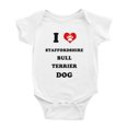 thumbnail image 1 of I Heart Staffordshire Bull Terrier Dog Funny Baby Rompers Bodysuit (White, 0-3 Months), 1 of 5