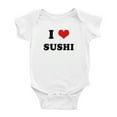 thumbnail image 1 of I Heart Sushi Love Food Funny Cute Baby One-pieces (White, 6-12 Months), 1 of 5