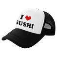 thumbnail image 1 of I Heart Sushi Love Food Funny Trucker Hat Mesh Cap Unisex Black, 1 of 5