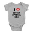 thumbnail image 1 of I Heart Sussex Spaniel Dog Funny Baby Rompers Newborn Outfits (Gray, 3-6 Months), 1 of 5