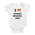 thumbnail image 1 of I Heart Sussex Spaniel Dog Funny Baby Rompers Newborn Outfits (White, 18-24 Months), 1 of 5