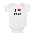 thumbnail image 1 of I Heart Taco Love Food Funny Cute Baby Rompers Baby Clothes (White, 18-24 Months), 1 of 5